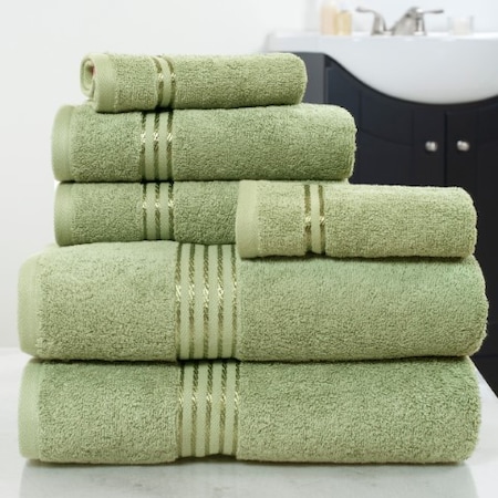 Hastings Home 100 Percent Cotton Hotel 6 Piece Towel Set - Green 533322HHP